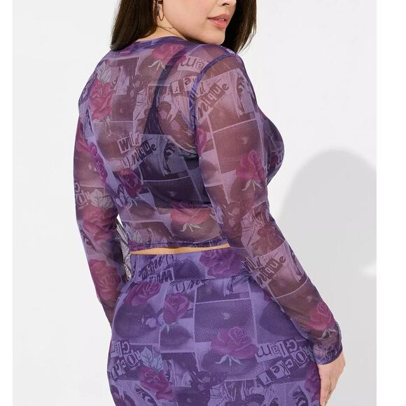 Torrid Betsey Johnson Two Piece Midi Skirt & Mesh Crop‎ Top Set Top 2X Skirt 1X - Picture 3 of 5